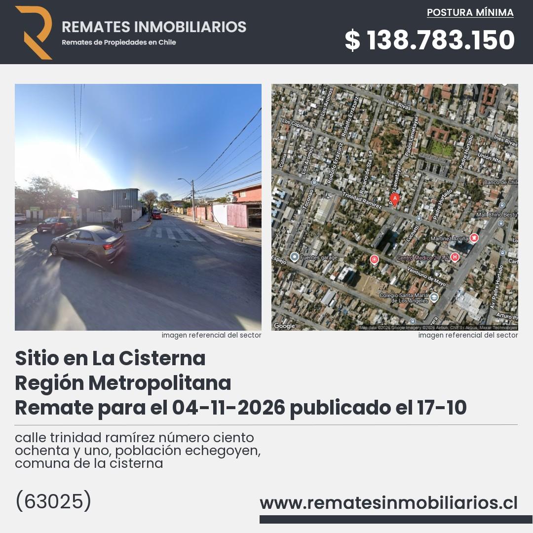 Imagen ficha calle trinidad ramírez número ciento ochenta y uno, población echegoyen, comuna de la cisterna