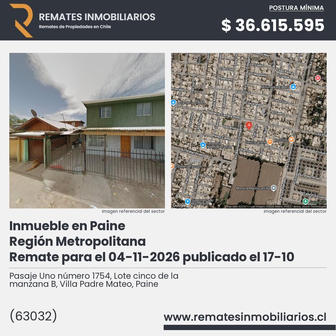 Imagen ficha Pasaje Uno número 1754, Lote cinco de la manzana B, Villa Padre Mateo, Paine