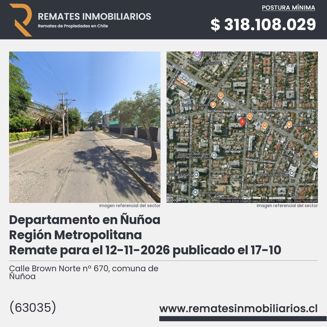 Imagen ficha Calle Brown Norte nº 670, comuna de Ñuñoa