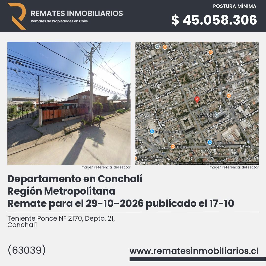 Imagen ficha Teniente Ponce Nº 2170, Depto. 21, Conchalí