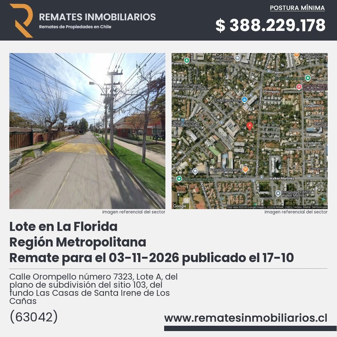 Imagen ficha Calle Orompello número 7323, Lote A, del plano de subdivisión del sitio 103, del fundo Las Casas de Santa Irene de Los Cañas