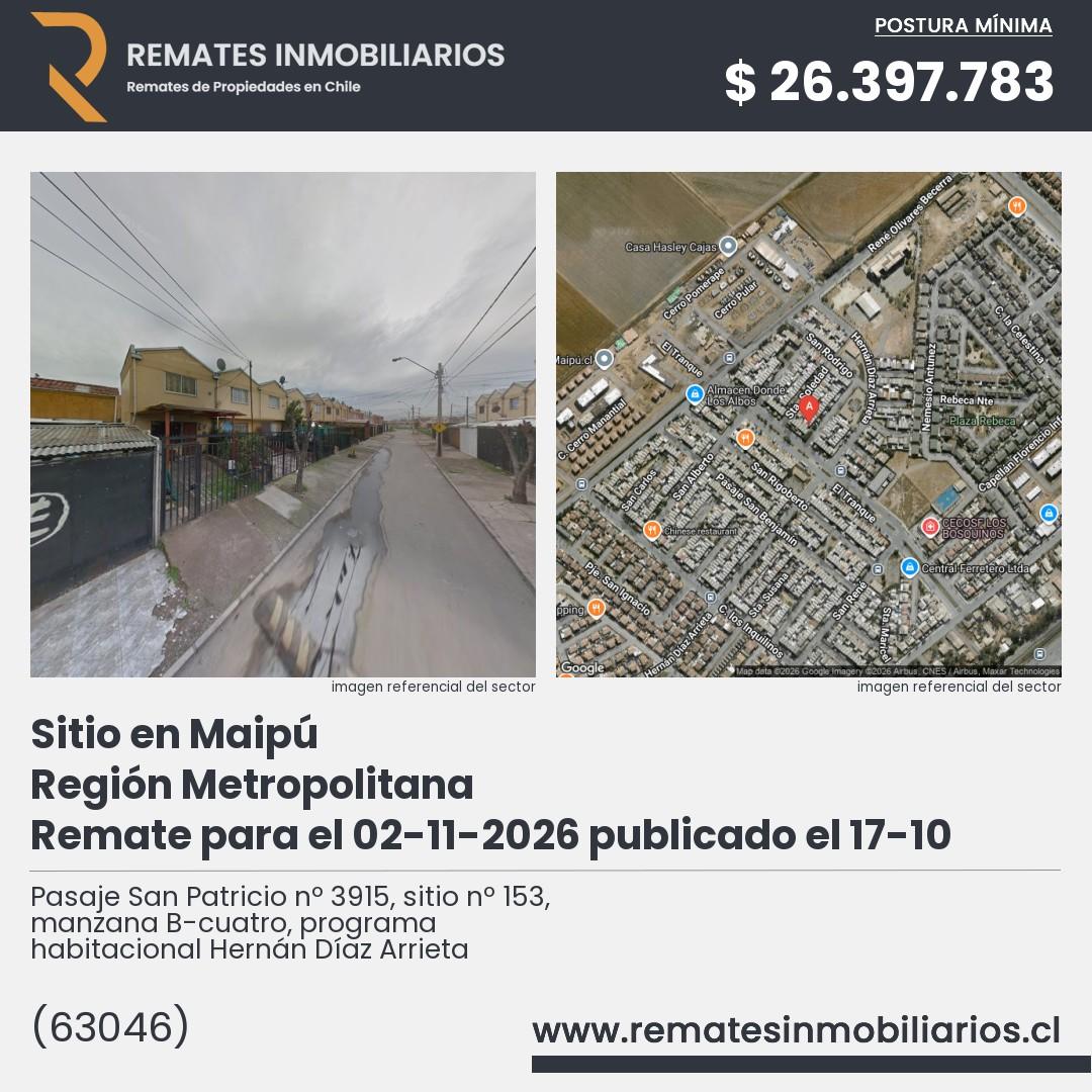 Imagen ficha Pasaje San Patricio nº 3915, sitio nº 153, manzana B-cuatro, programa habitacional Hernán Díaz Arrieta