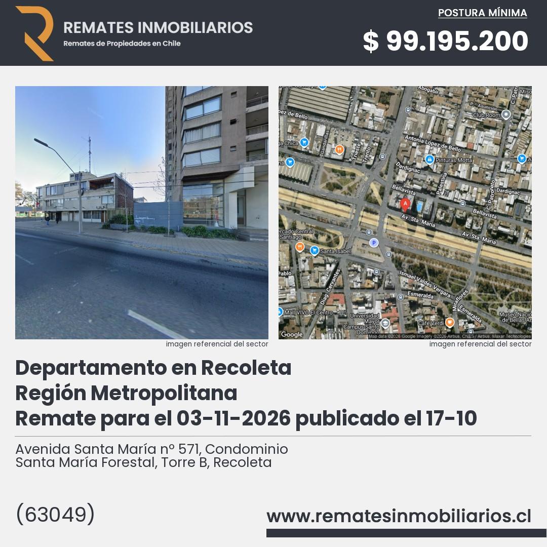 Imagen ficha Avenida Santa María nº 571, Condominio Santa María Forestal, Torre B, Recoleta