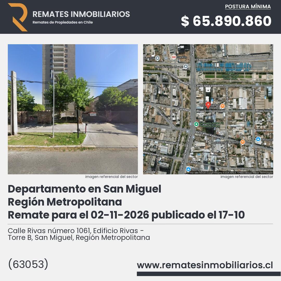 Imagen ficha Calle Rivas número 1061, Edificio Rivas - Torre B, San Miguel, Región Metropolitana