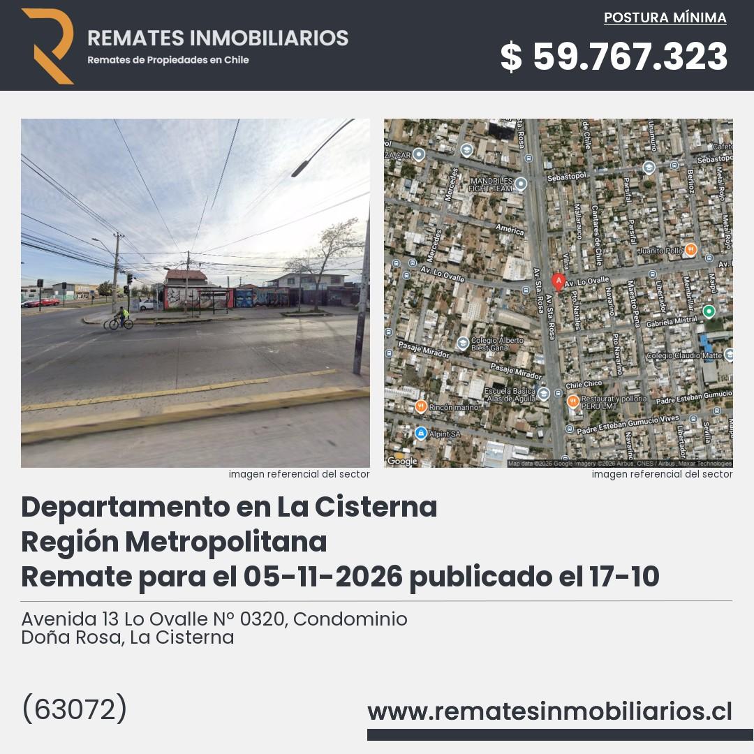 Imagen ficha Avenida 13 Lo Ovalle Nº 0320, Condominio Doña Rosa, La Cisterna