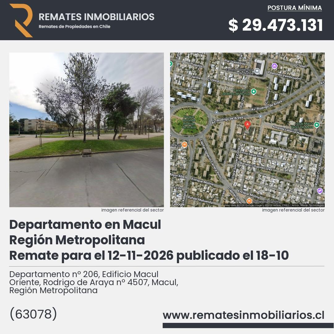 Imagen ficha Departamento nº 206, Edificio Macul Oriente, Rodrigo de Araya nº 4507, Macul, Región Metropolitana