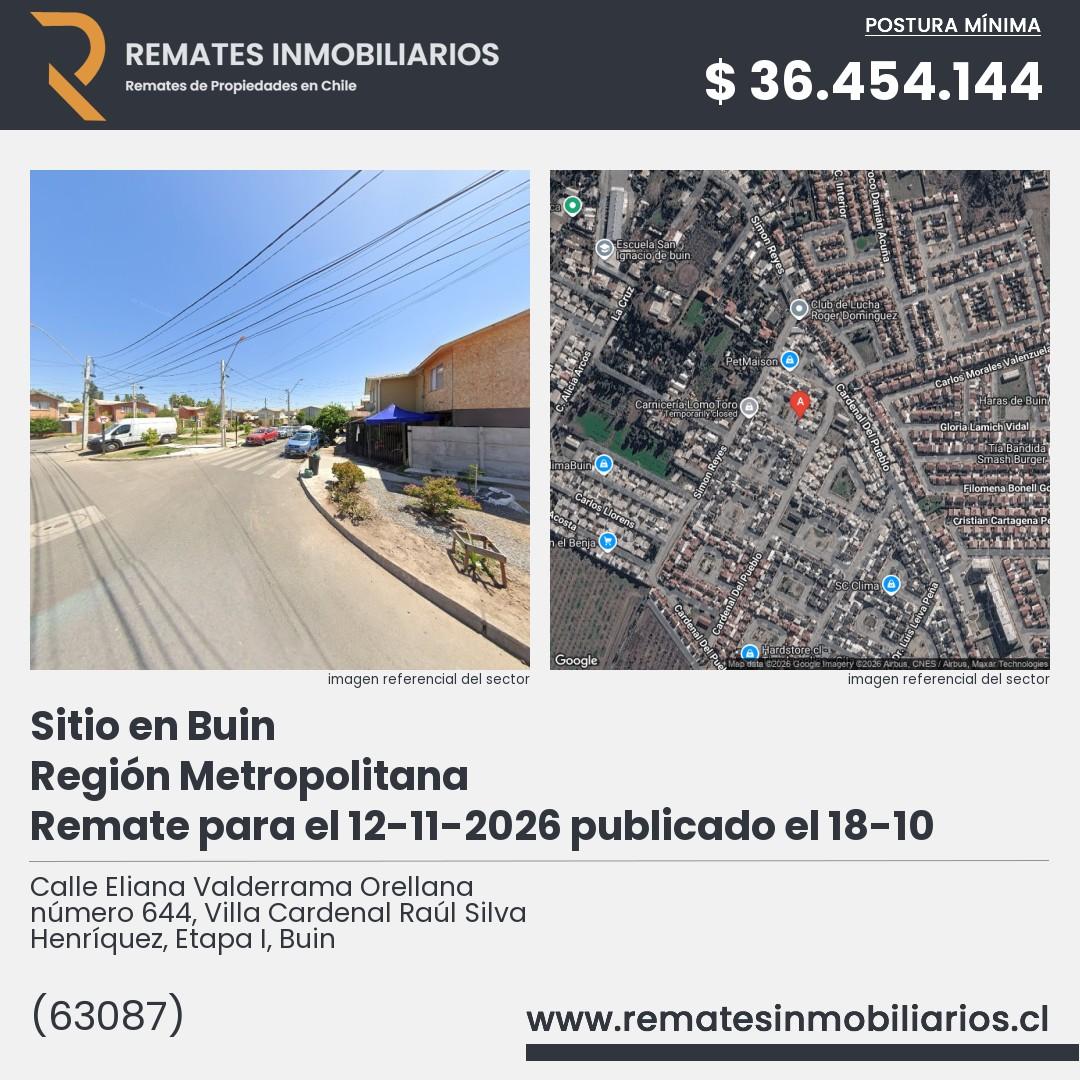 Imagen ficha Calle Eliana Valderrama Orellana número 644, Villa Cardenal Raúl Silva Henríquez, Etapa I, Buin