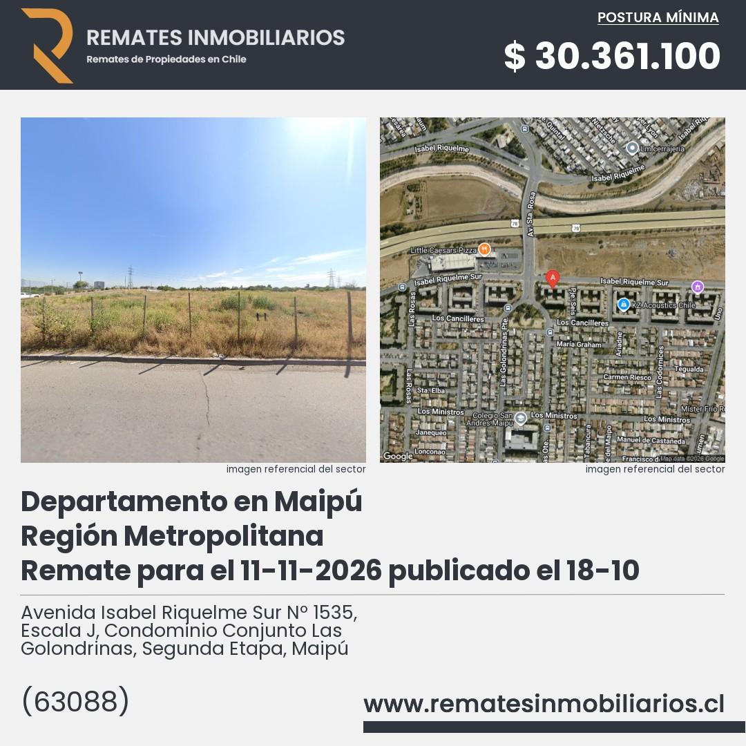Imagen ficha Avenida Isabel Riquelme Sur Nº 1535, Escala J, Condominio Conjunto Las Golondrinas, Segunda Etapa, Maipú