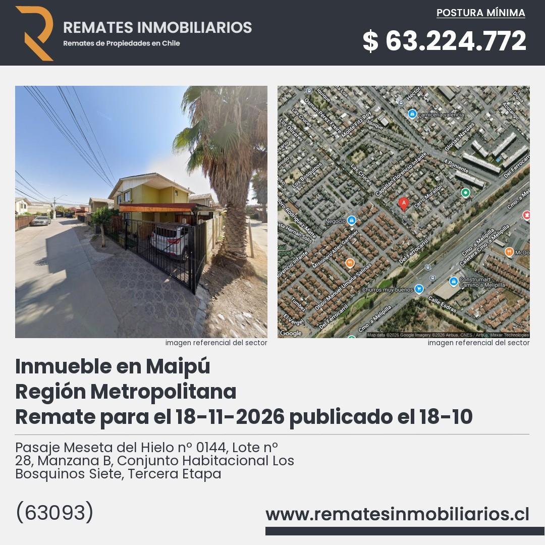 Imagen ficha Pasaje Meseta del Hielo nº 0144, Lote nº 28, Manzana B, Conjunto Habitacional Los Bosquinos Siete, Tercera Etapa