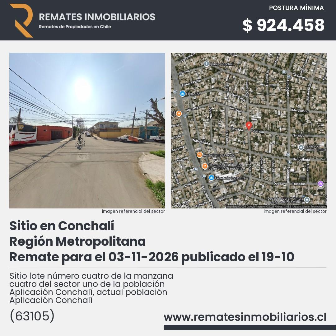 Imagen ficha Sitio lote número cuatro de la manzana cuatro del sector uno de la población Aplicación Conchalí, actual población Aplicación Conchalí