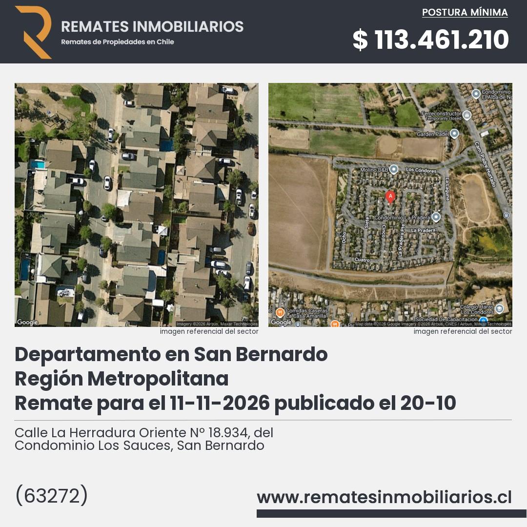 Imagen ficha Calle La Herradura Oriente Nº 18.934, del Condominio Los Sauces, San Bernardo