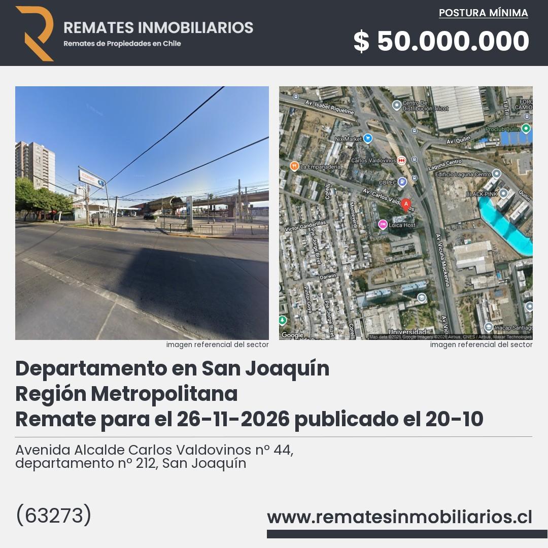 Imagen ficha Avenida Alcalde Carlos Valdovinos nº 44, departamento nº 212, San Joaquín