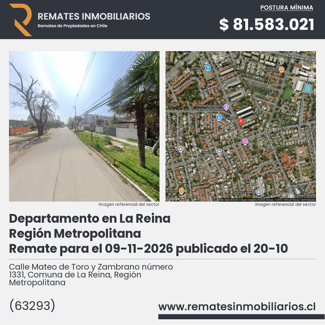 Imagen ficha Calle Mateo de Toro y Zambrano número 1331, Comuna de La Reina, Región Metropolitana