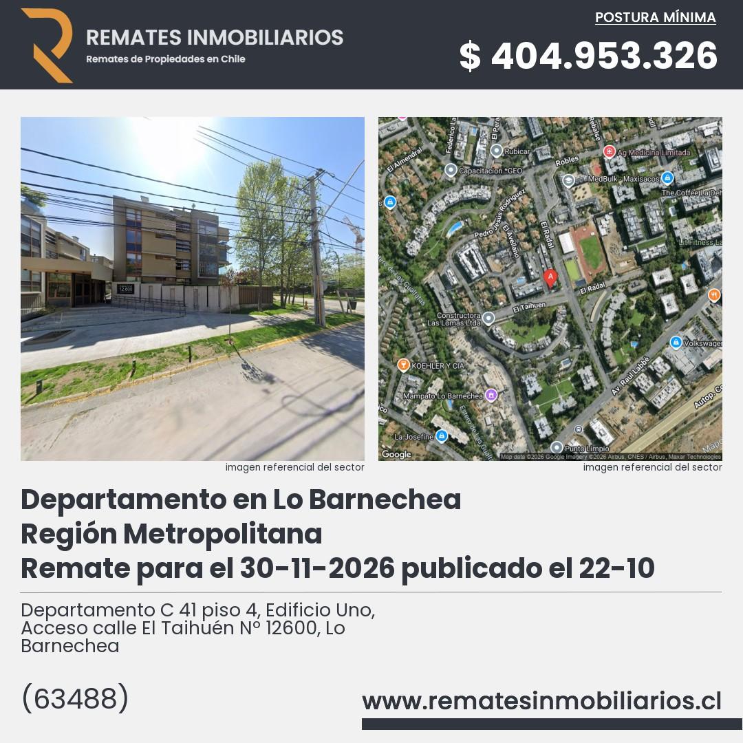 Imagen ficha Departamento C 41 piso 4, Edificio Uno, Acceso calle El Taihuén Nº 12600, Lo Barnechea