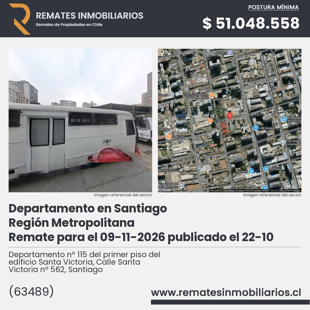 Imagen ficha Departamento nº 115 del primer piso del edificio Santa Victoria, Calle Santa Victoria nº 562, Santiago