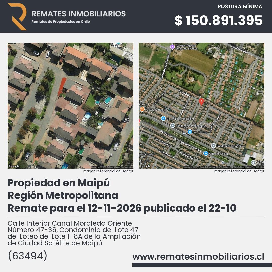 Imagen ficha Calle Interior Canal Moraleda Oriente Número 47-36, Condominio del Lote 47 del Loteo del Lote 1-8A de la Ampliación de Ciudad Satélite de Maipú