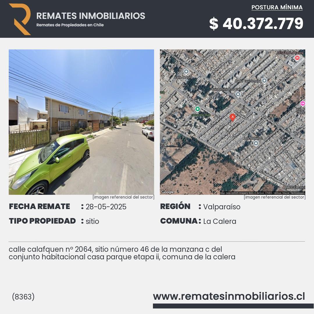 Imagen ficha calle calafquen nº 2064, sitio número 46 de la manzana c del conjunto habitacional casa parque etapa ii, comuna de la calera