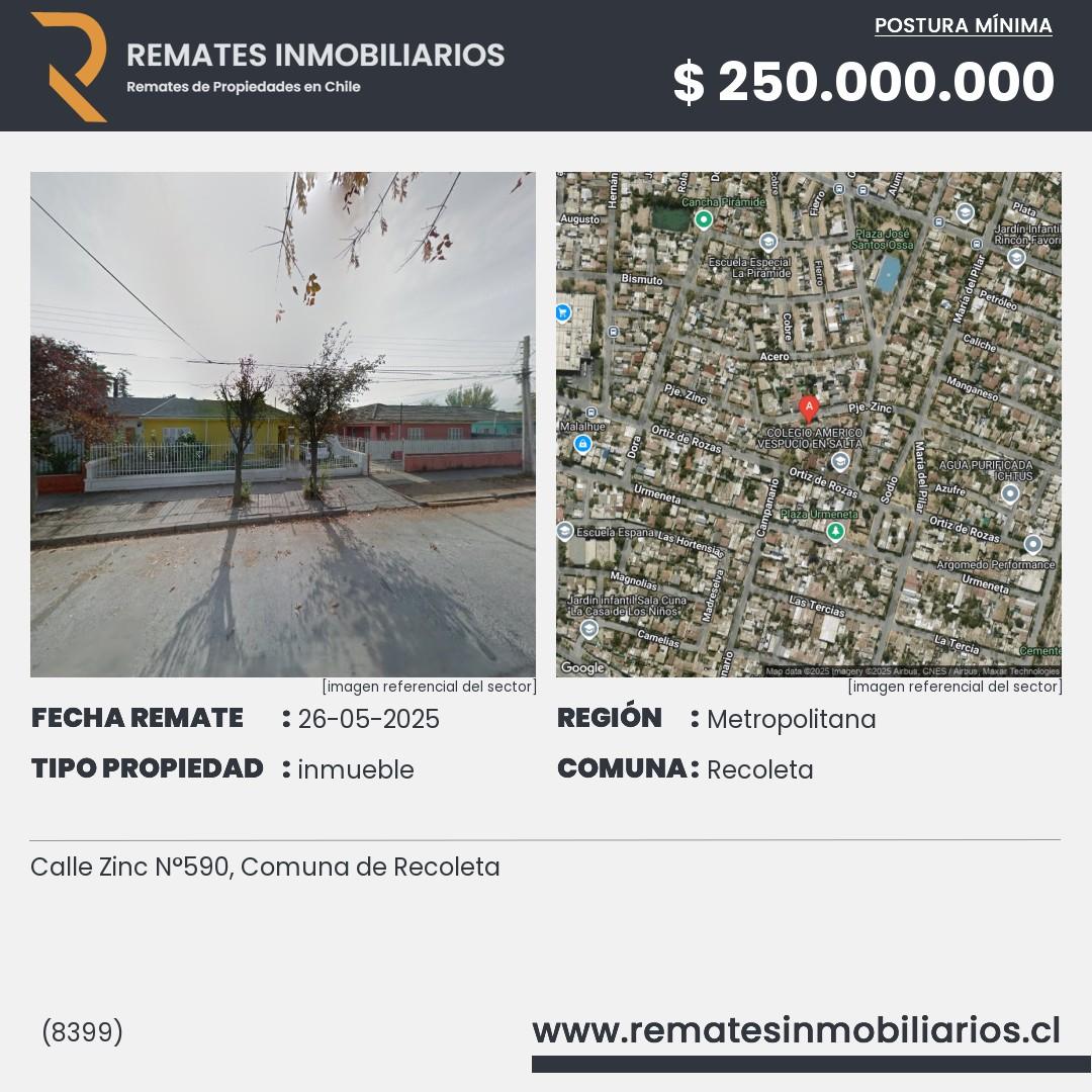 Imagen ficha Calle Zinc N°590, Comuna de Recoleta