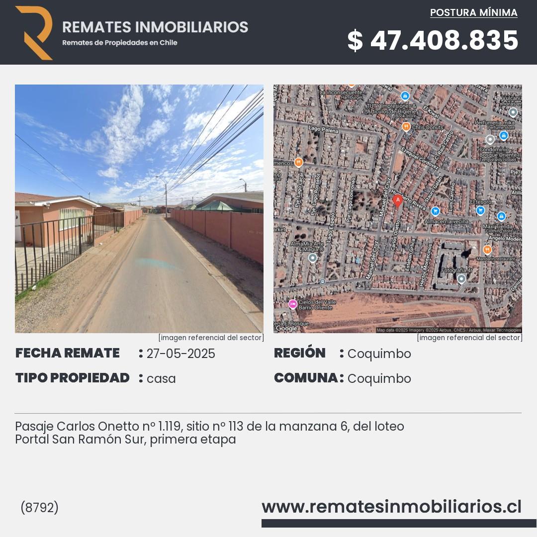 Imagen ficha Pasaje Carlos Onetto nº 1.119, sitio nº 113 de la manzana 6, del loteo Portal San Ramón Sur, primera etapa