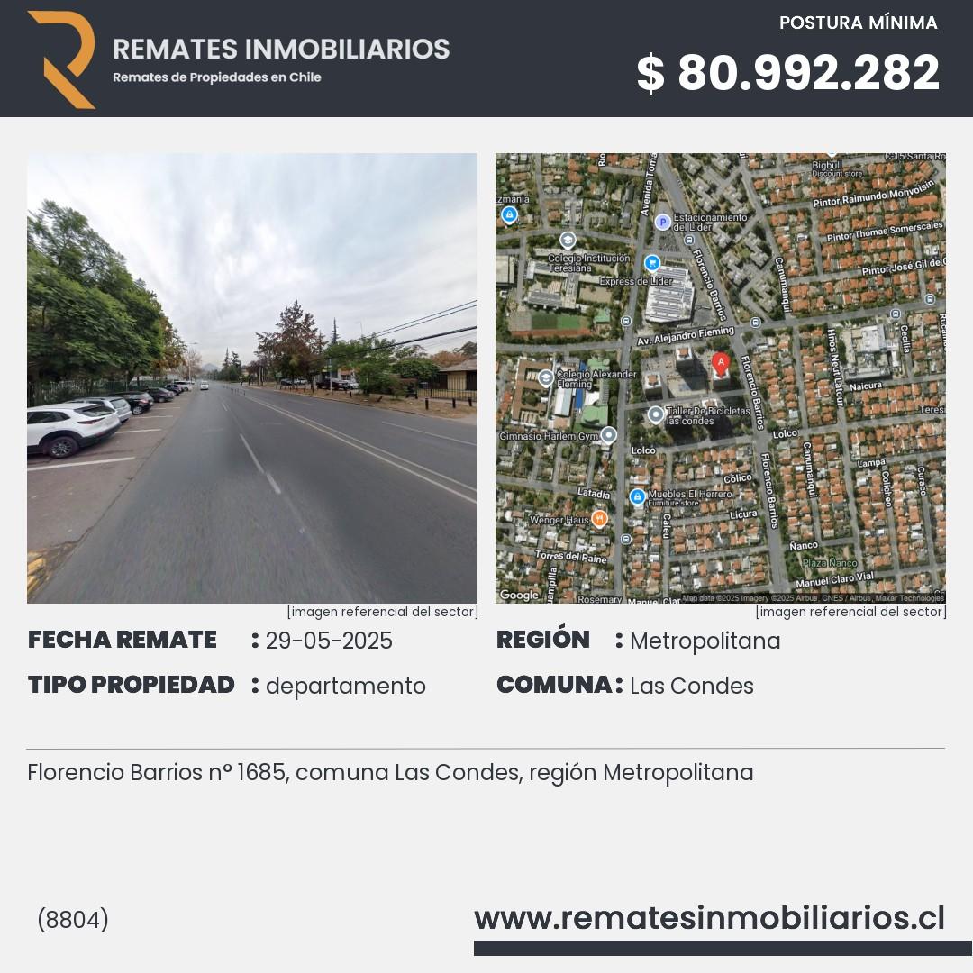 Imagen ficha Florencio Barrios n° 1685, comuna Las Condes, región Metropolitana