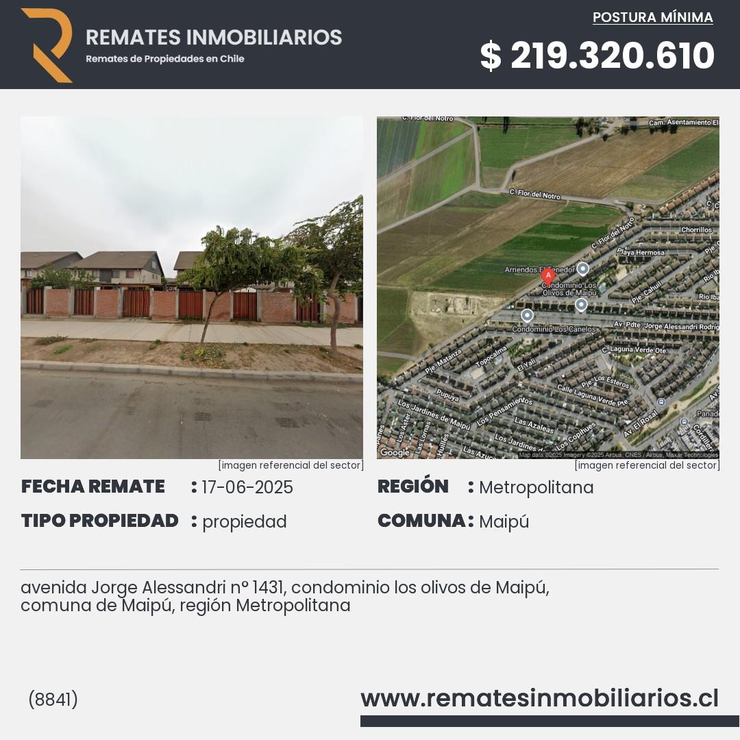 Imagen ficha avenida Jorge Alessandri n° 1431, condominio los olivos de Maipú, comuna de Maipú, región Metropolitana