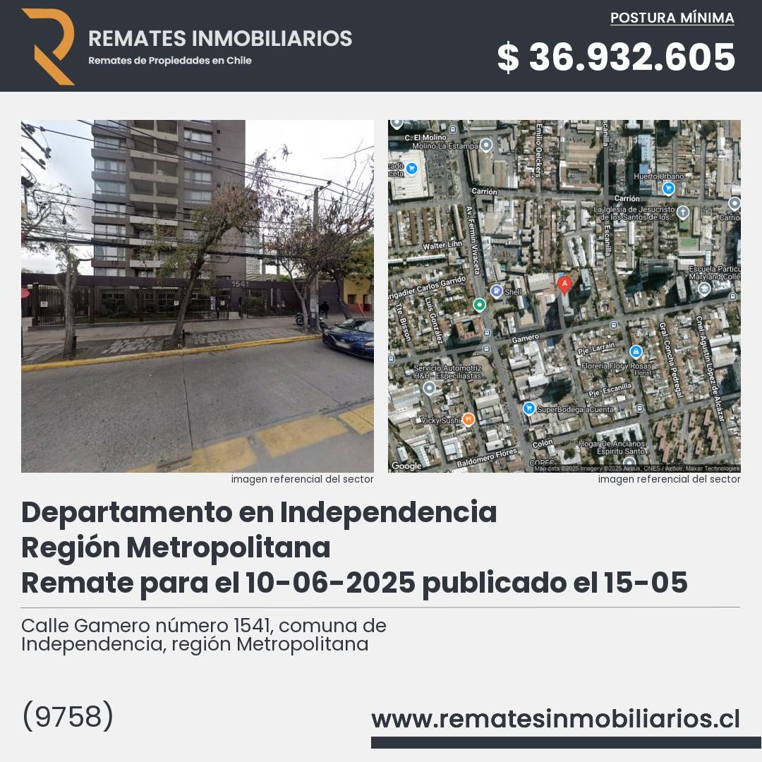 Imagen ficha Calle Gamero número 1541, comuna de Independencia, región Metropolitana