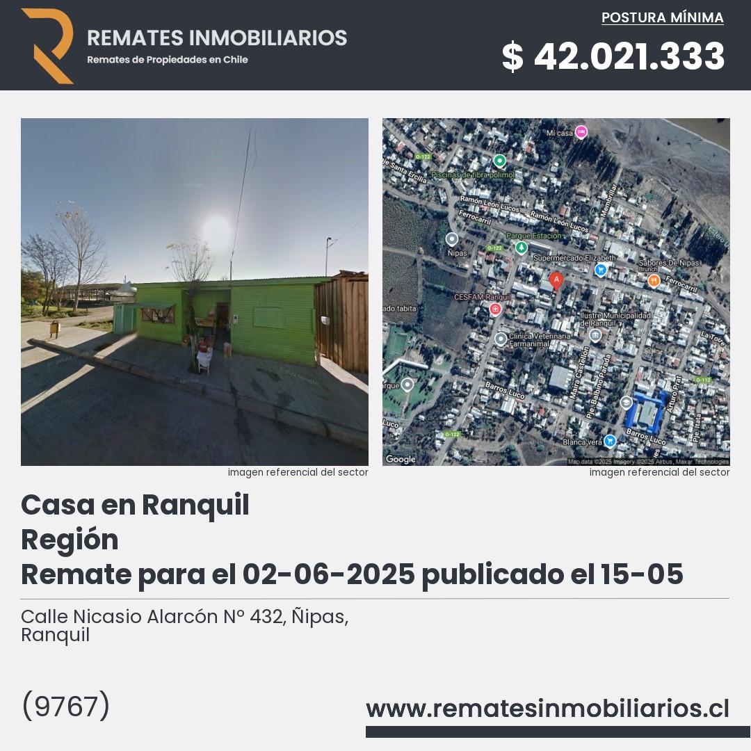 Imagen ficha Calle Nicasio Alarcón Nº 432, Ñipas, Ranquil