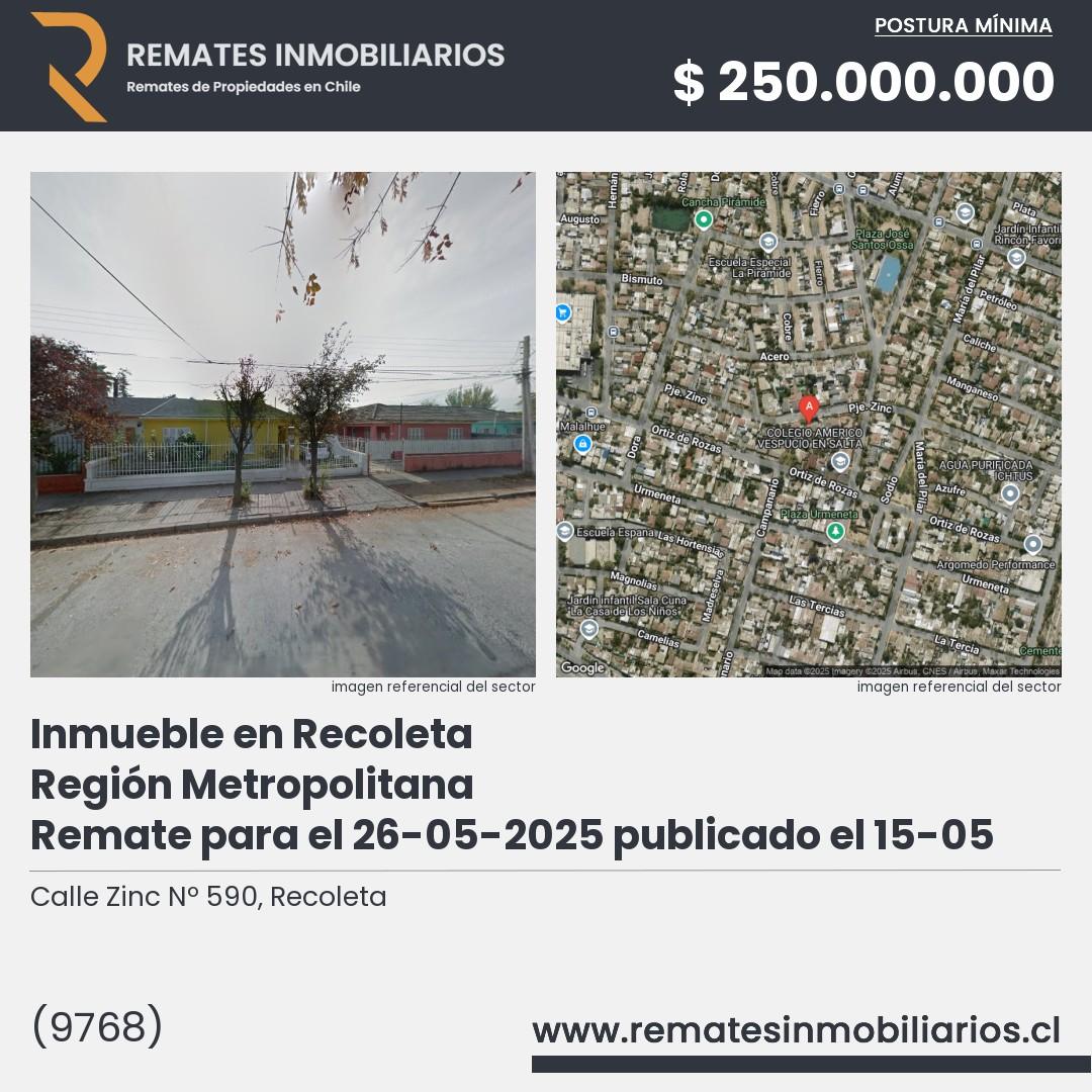 Imagen ficha Calle Zinc Nº 590, Recoleta