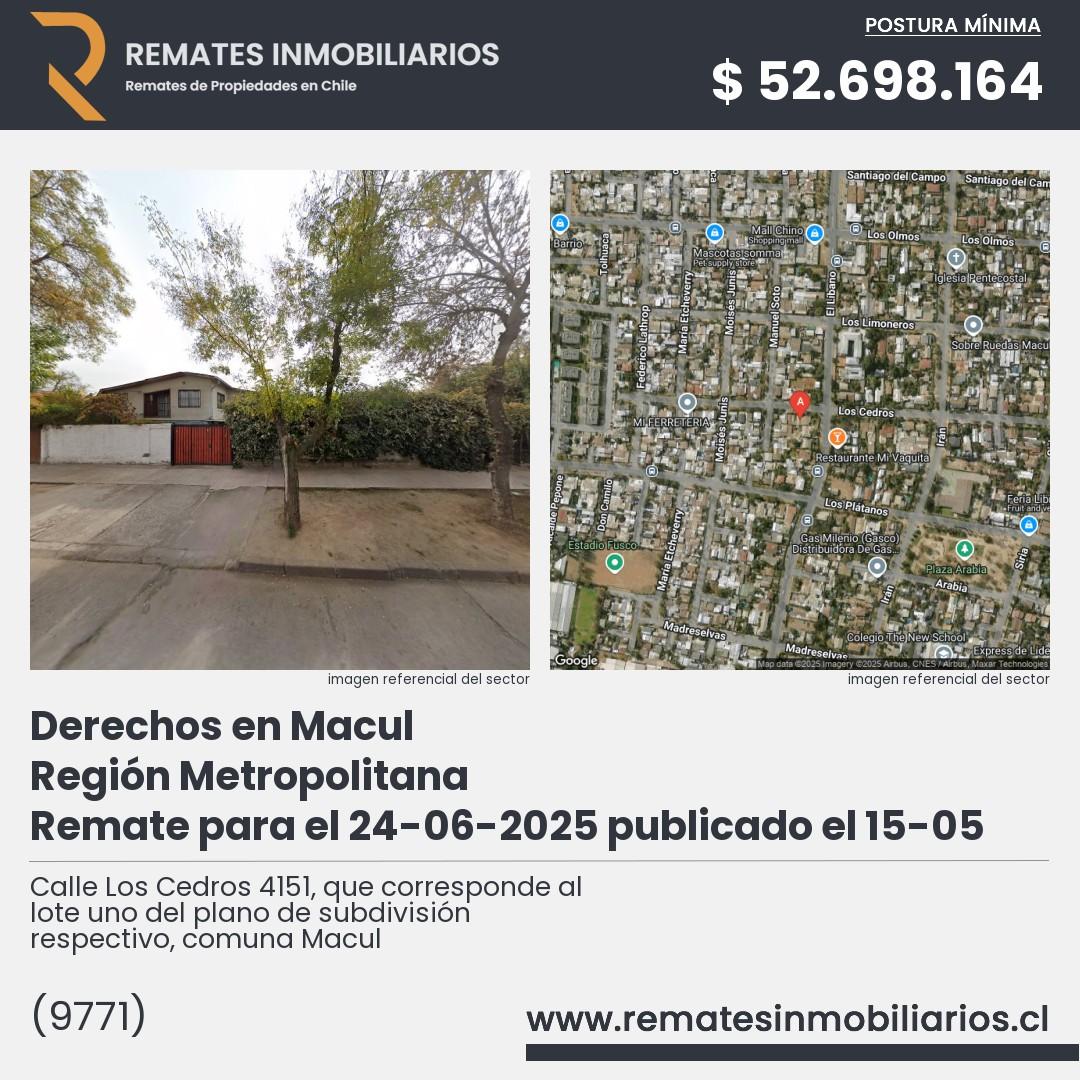 Imagen ficha Calle Los Cedros 4151, que corresponde al lote uno del plano de subdivisión respectivo, comuna Macul