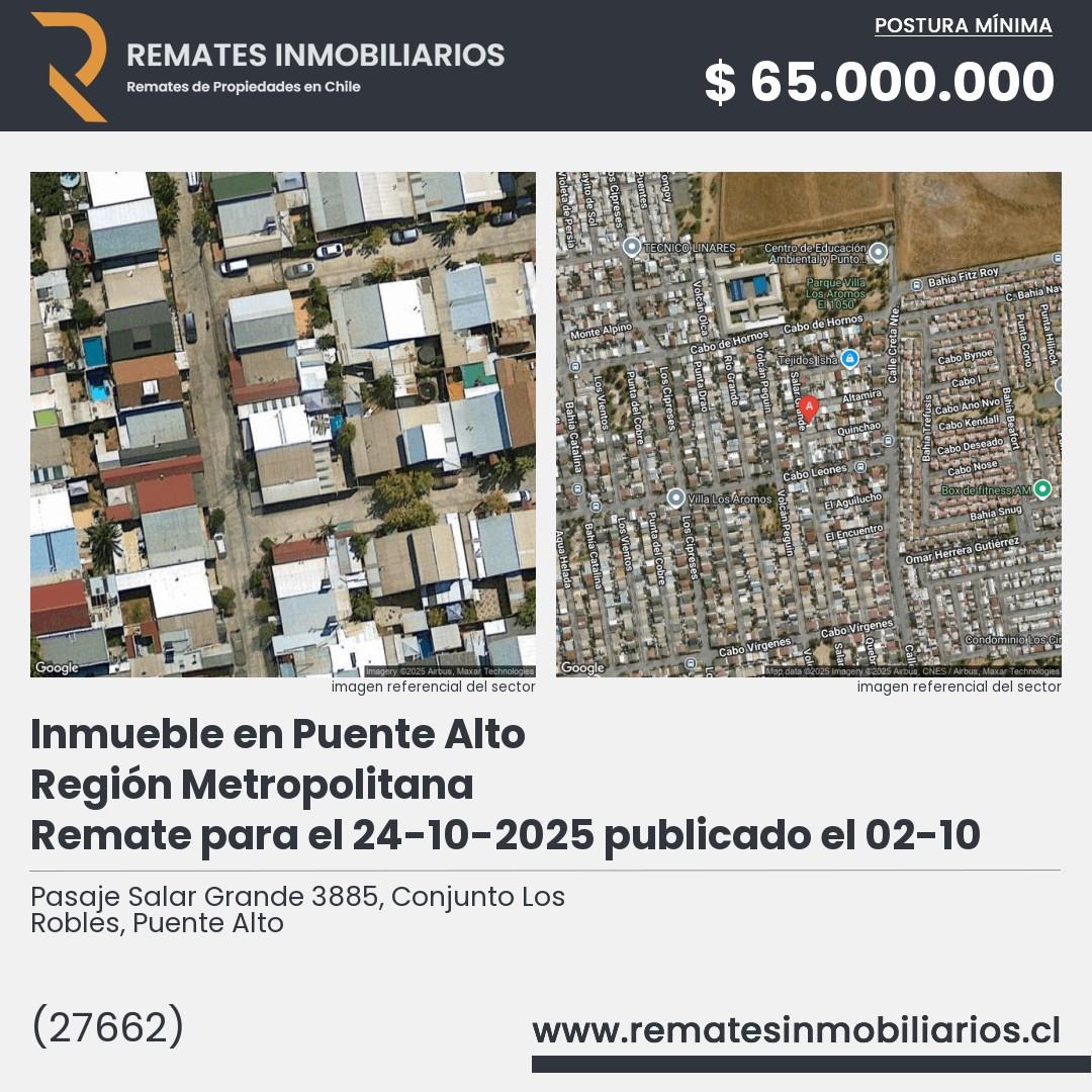 Imagen ficha Pasaje Salar Grande 3885, Conjunto Los Robles, Puente Alto