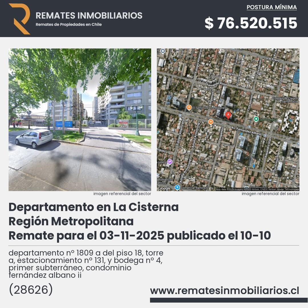 Imagen ficha departamento nº 1809 a del piso 18, torre a, estacionamiento nº 131, y bodega nº 4, primer subterráneo, condominio fernández albano ii