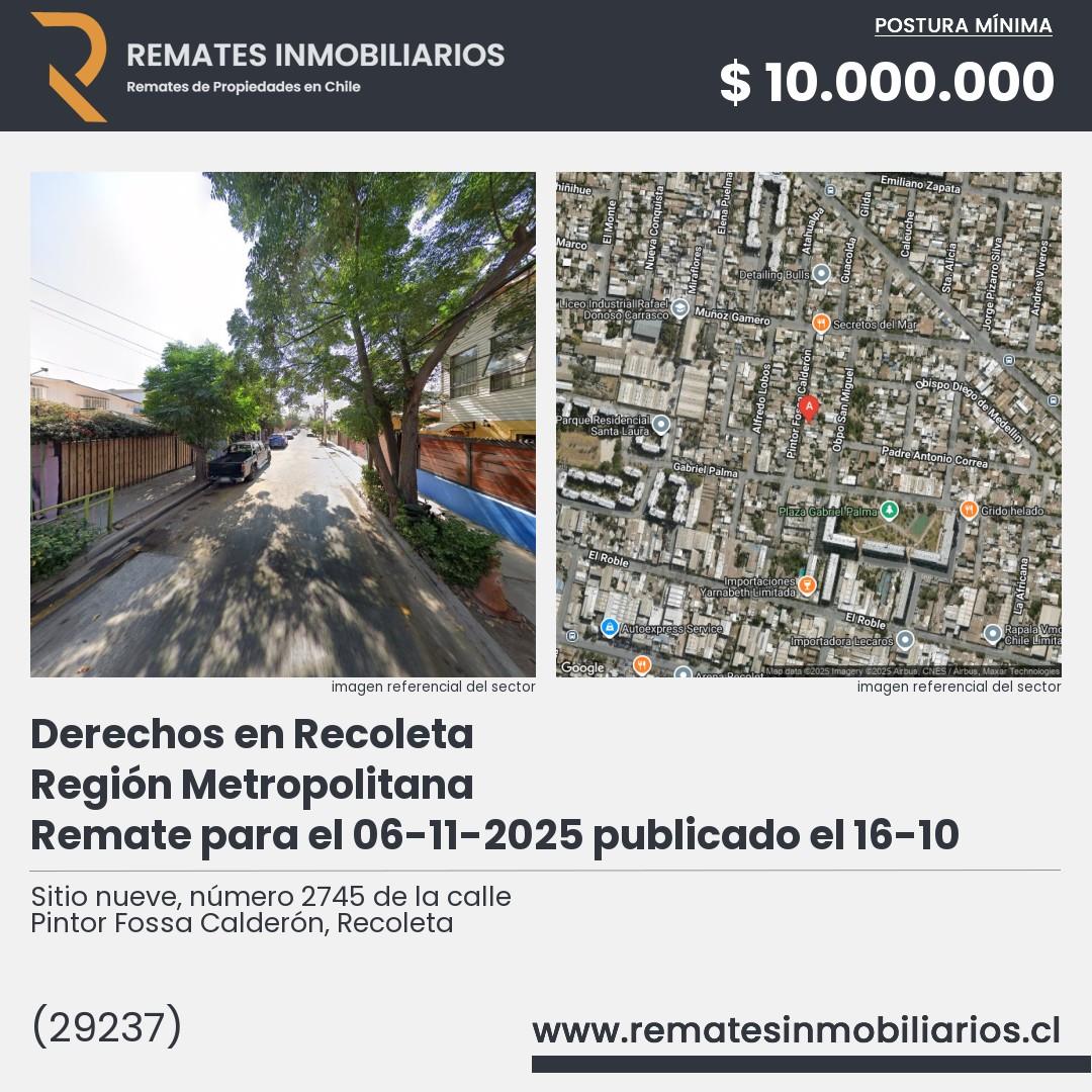 Imagen ficha Sitio nueve, número 2745 de la calle Pintor Fossa Calderón, Recoleta