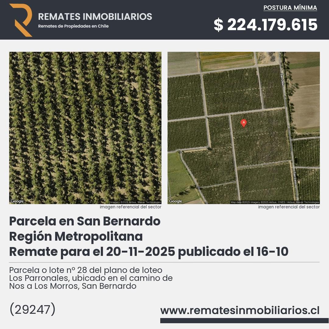 Imagen ficha Parcela o lote nº 28 del plano de loteo Los Parronales, ubicado en el camino de Nos a Los Morros, San Bernardo