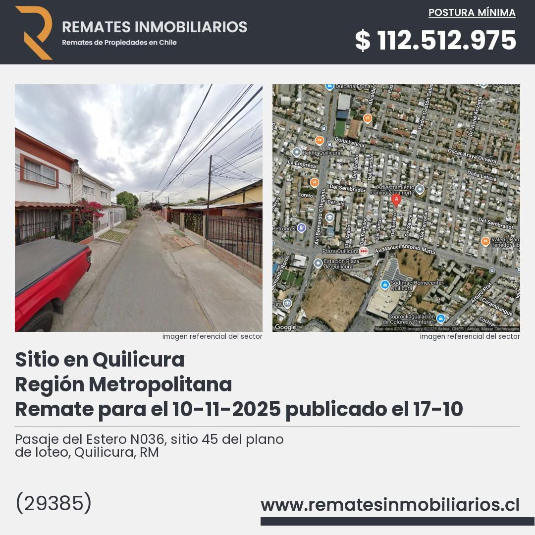 Imagen ficha Pasaje del Estero N036, sitio 45 del plano de loteo, Quilicura, RM