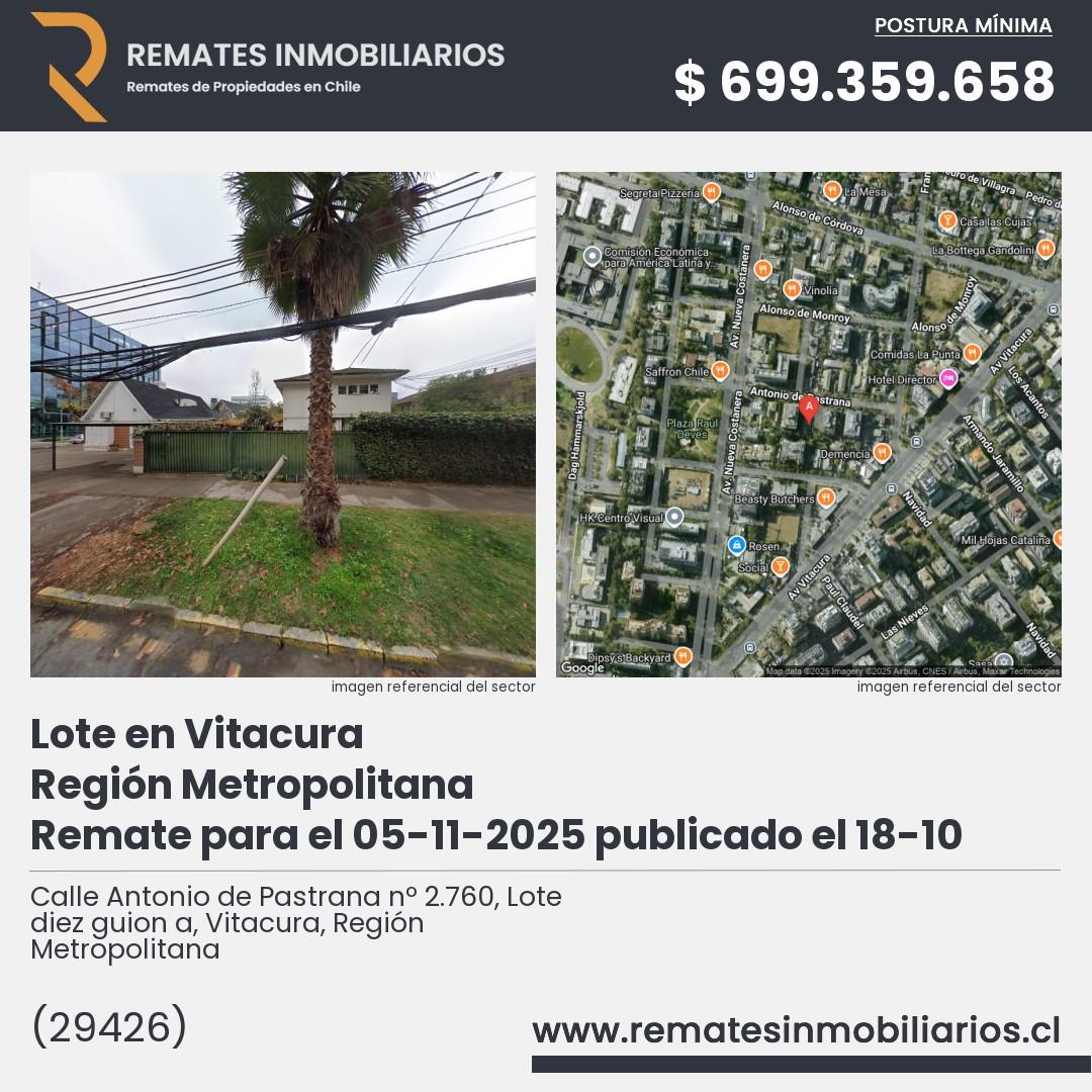 Imagen ficha Calle Antonio de Pastrana nº 2.760, Lote diez guion a, Vitacura, Región Metropolitana