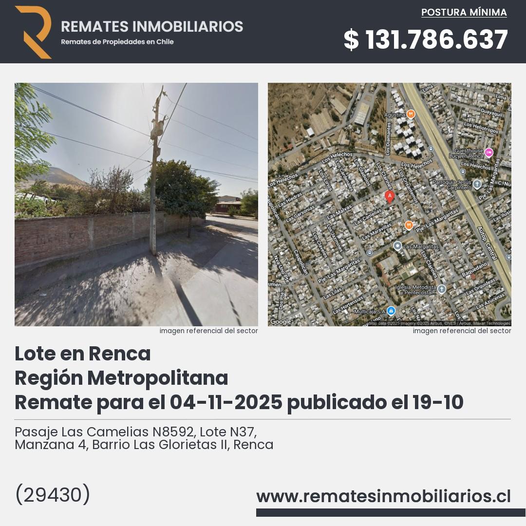 Imagen ficha Pasaje Las Camelias N8592, Lote N37, Manzana 4, Barrio Las Glorietas II, Renca
