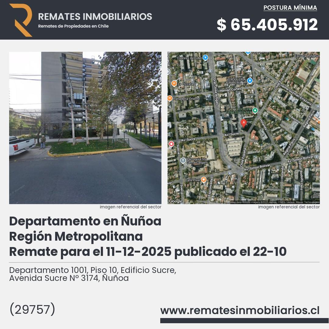 Imagen ficha Departamento 1001, Piso 10, Edificio Sucre, Avenida Sucre Nº 3174, Ñuñoa
