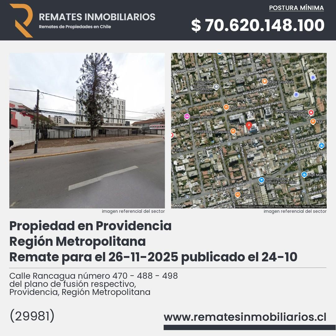 Imagen ficha Calle Rancagua número 470 - 488 - 498 del plano de fusión respectivo, Providencia, Región Metropolitana