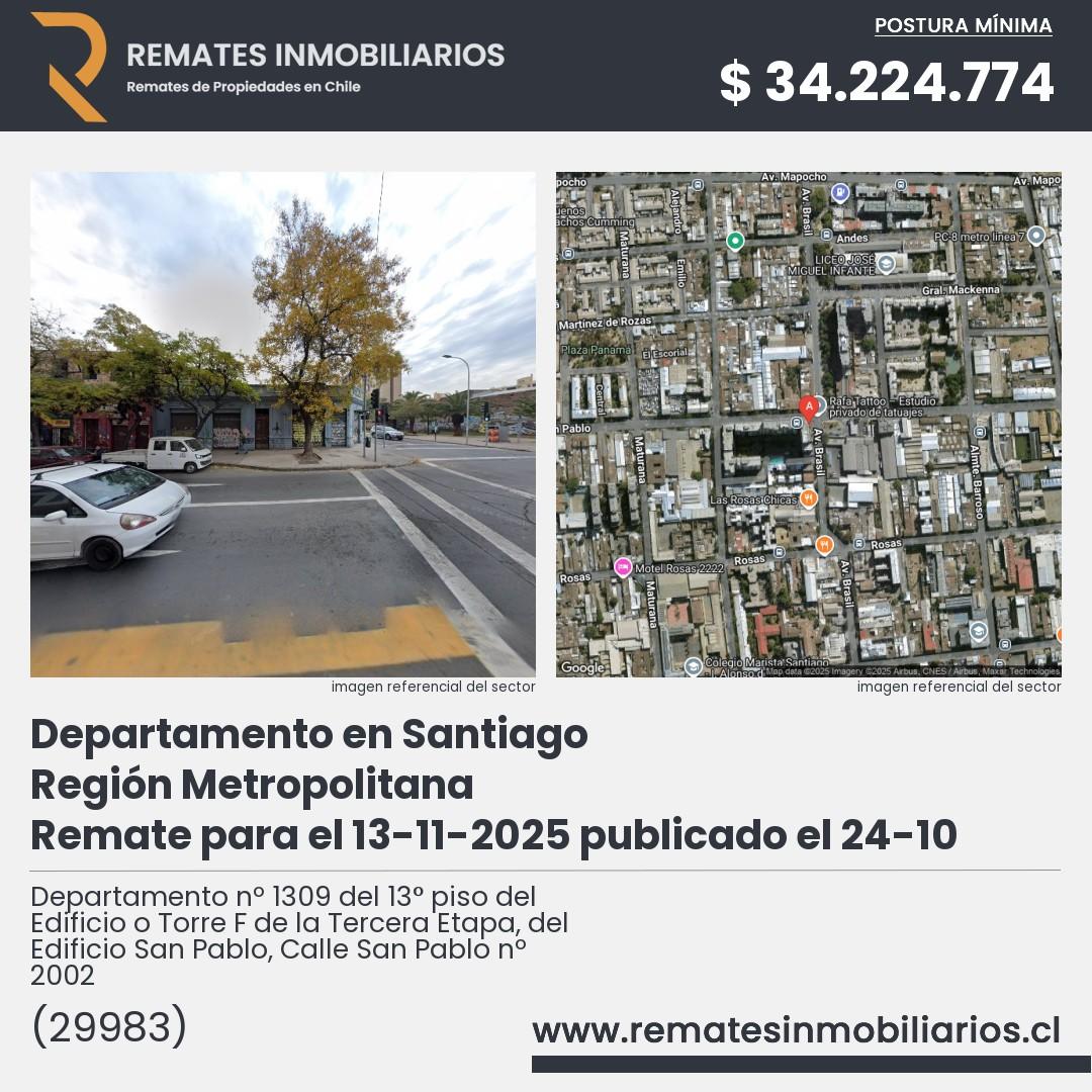 Imagen ficha Departamento nº 1309 del 13° piso del Edificio o Torre F de la Tercera Etapa, del Edificio San Pablo, Calle San Pablo nº 2002