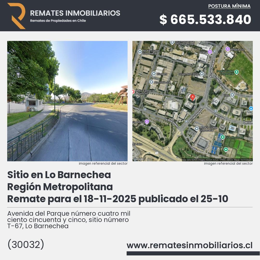 Imagen ficha Avenida del Parque número cuatro mil ciento cincuenta y cinco, sitio número T-67, Lo Barnechea