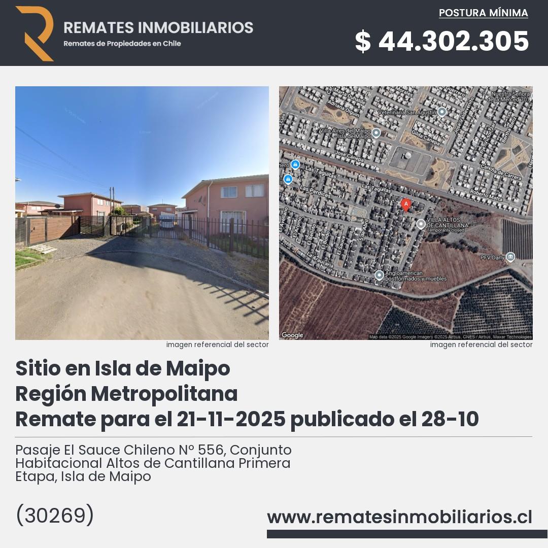 Imagen ficha Pasaje El Sauce Chileno Nº 556, Conjunto Habitacional Altos de Cantillana Primera Etapa, Isla de Maipo