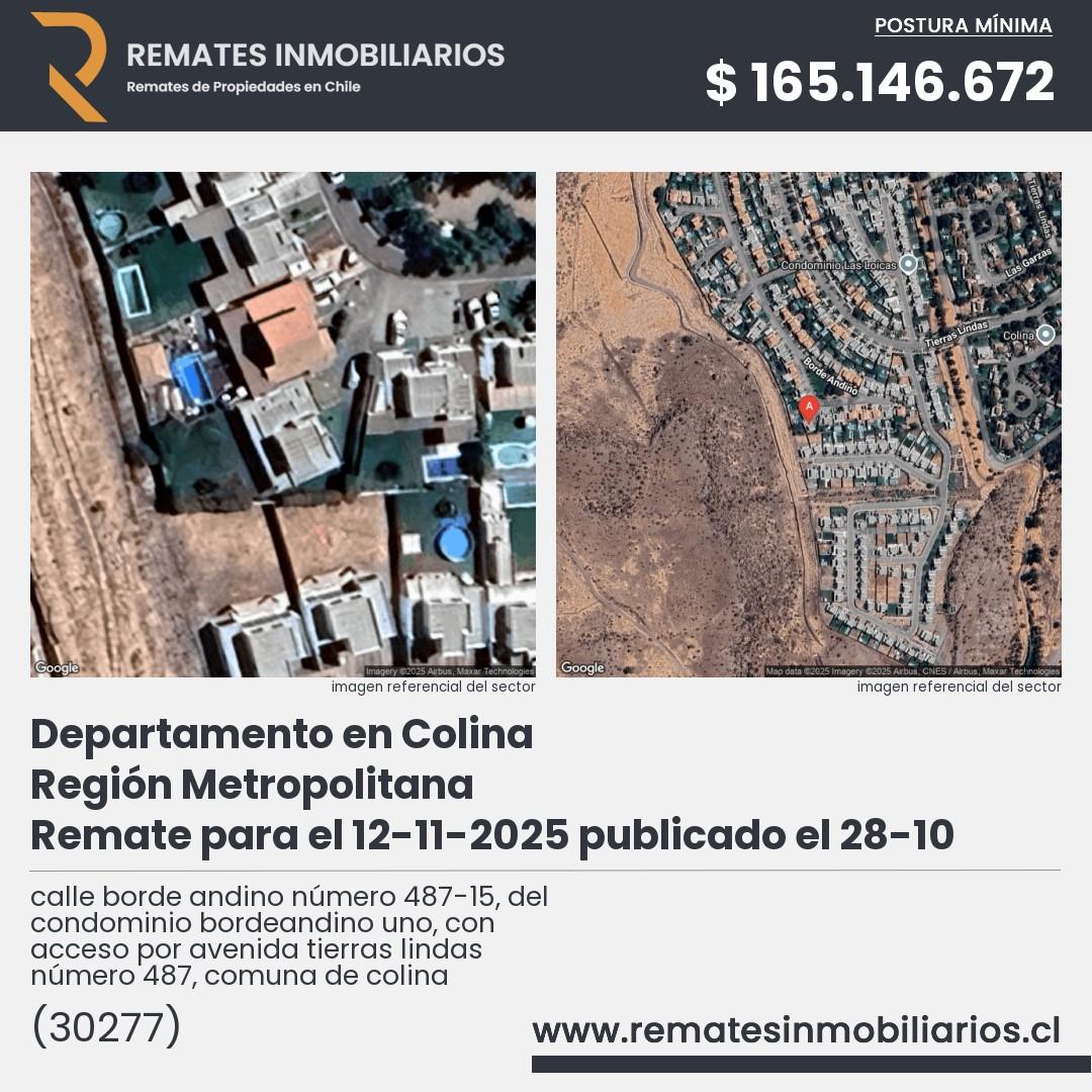 Imagen ficha calle borde andino número 487-15, del condominio bordeandino uno, con acceso por avenida tierras lindas número 487, comuna de colina