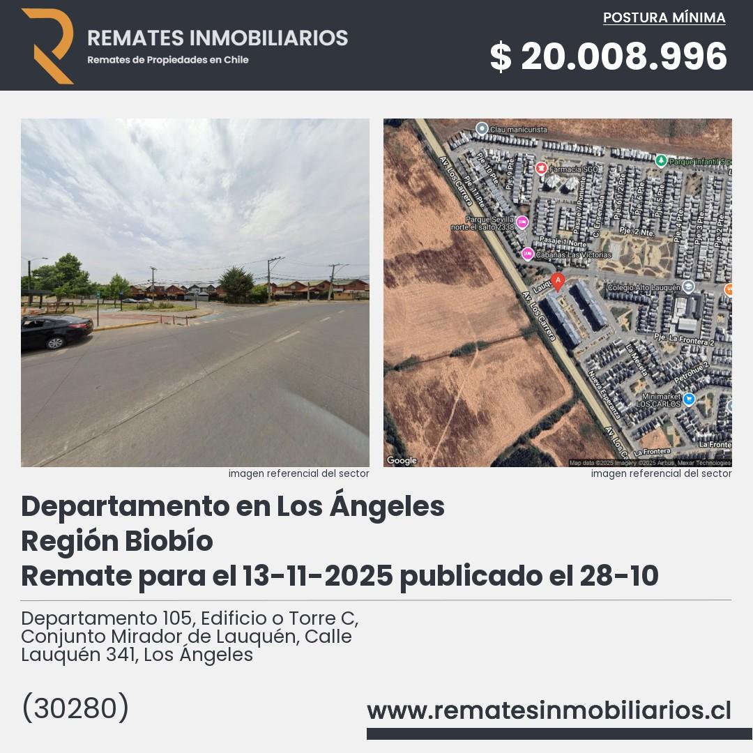 Imagen ficha Departamento 105, Edificio o Torre C, Conjunto Mirador de Lauquén, Calle Lauquén 341, Los Ángeles