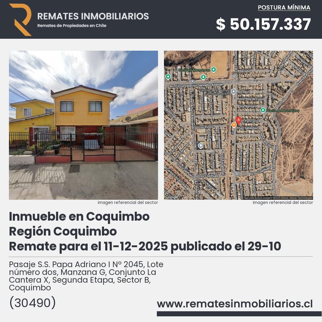 Imagen ficha Pasaje S.S. Papa Adriano I Nº 2045, Lote número dos, Manzana G, Conjunto La Cantera X, Segunda Etapa, Sector B, Coquimbo