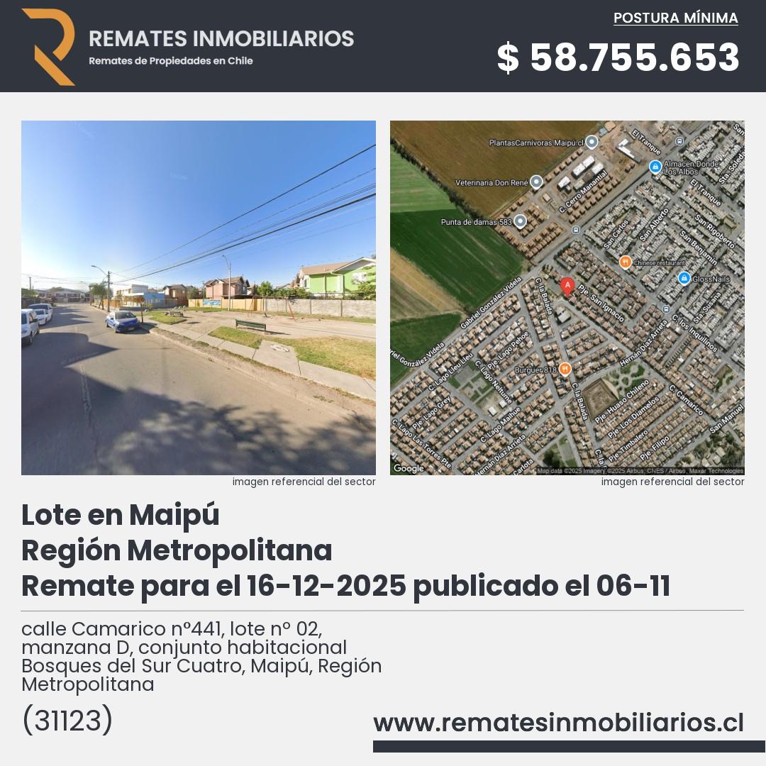 Imagen ficha calle Camarico n°441, lote nº 02, manzana D, conjunto habitacional Bosques del Sur Cuatro, Maipú, Región Metropolitana