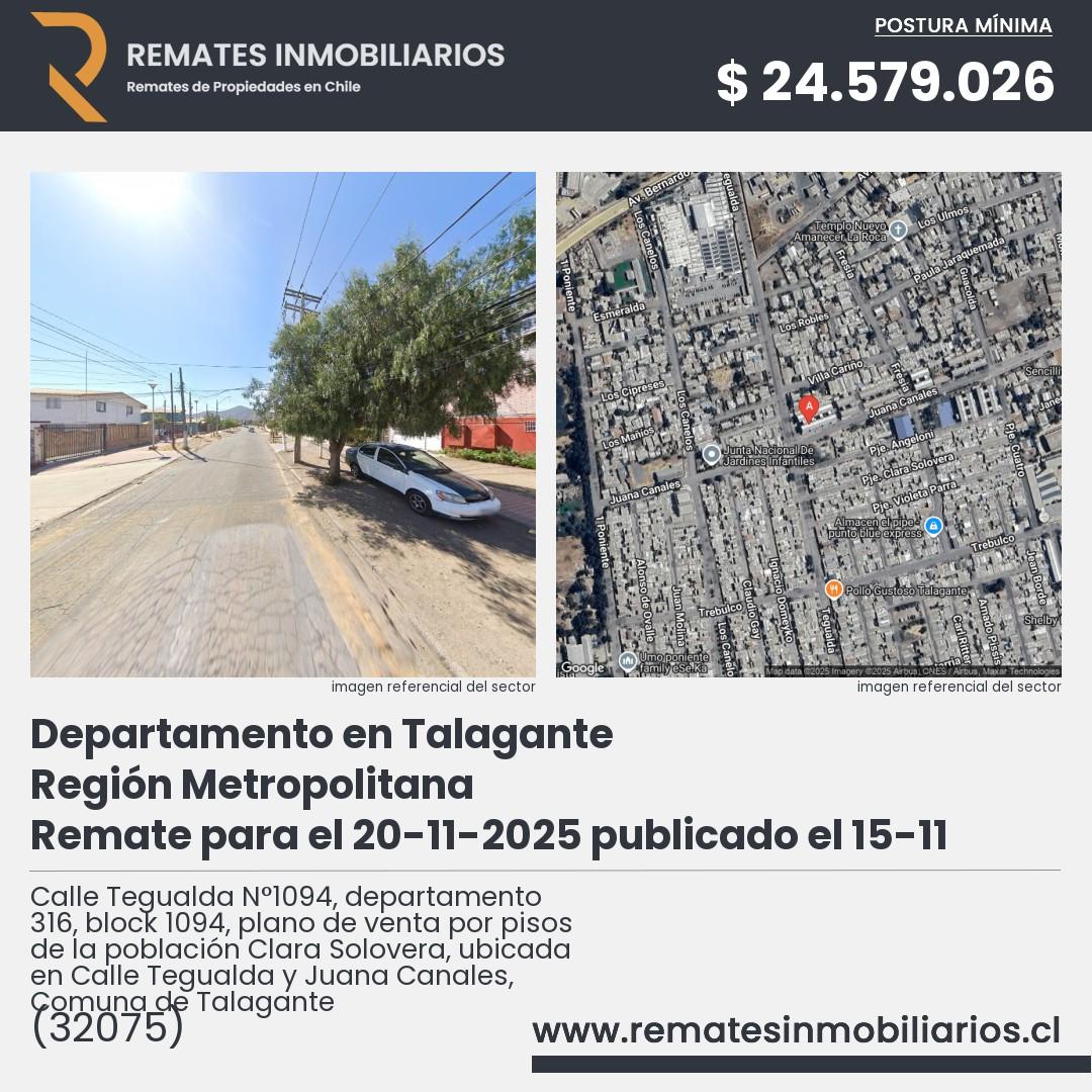 Imagen ficha Calle Tegualda N°1094, departamento 316, block 1094, plano de venta por pisos de la población Clara Solovera, ubicada en Calle Tegualda y Juana Canales, Comuna de Talagante