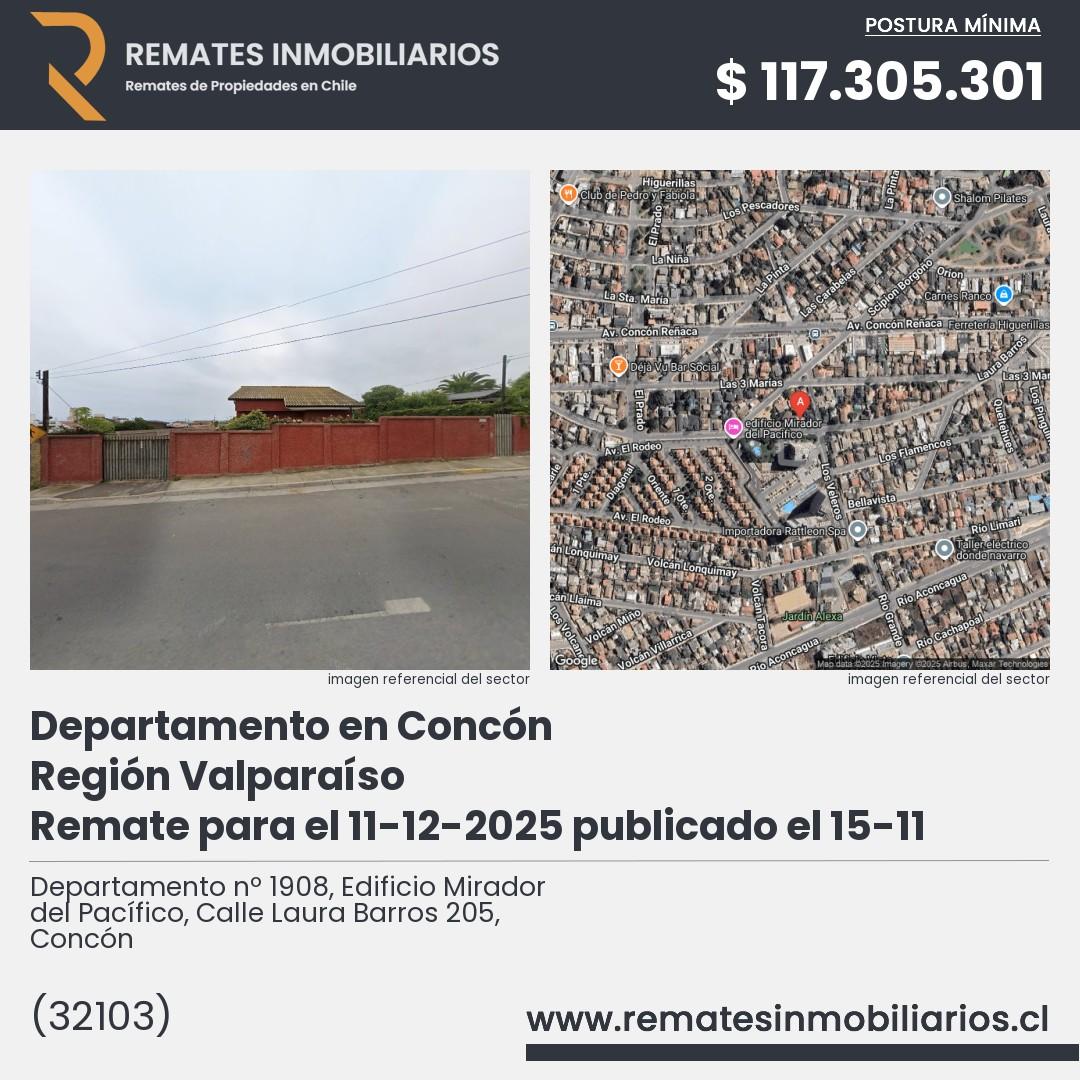 Imagen ficha Departamento nº 1908, Edificio Mirador del Pacífico, Calle Laura Barros 205, Concón