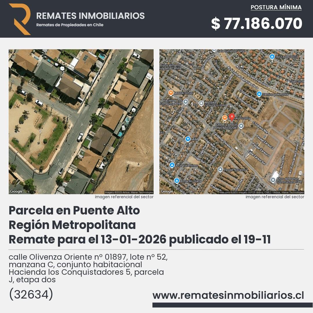 Imagen ficha calle Olivenza Oriente nº 01897, lote nº 52, manzana C, conjunto habitacional Hacienda los Conquistadores 5, parcela J, etapa dos