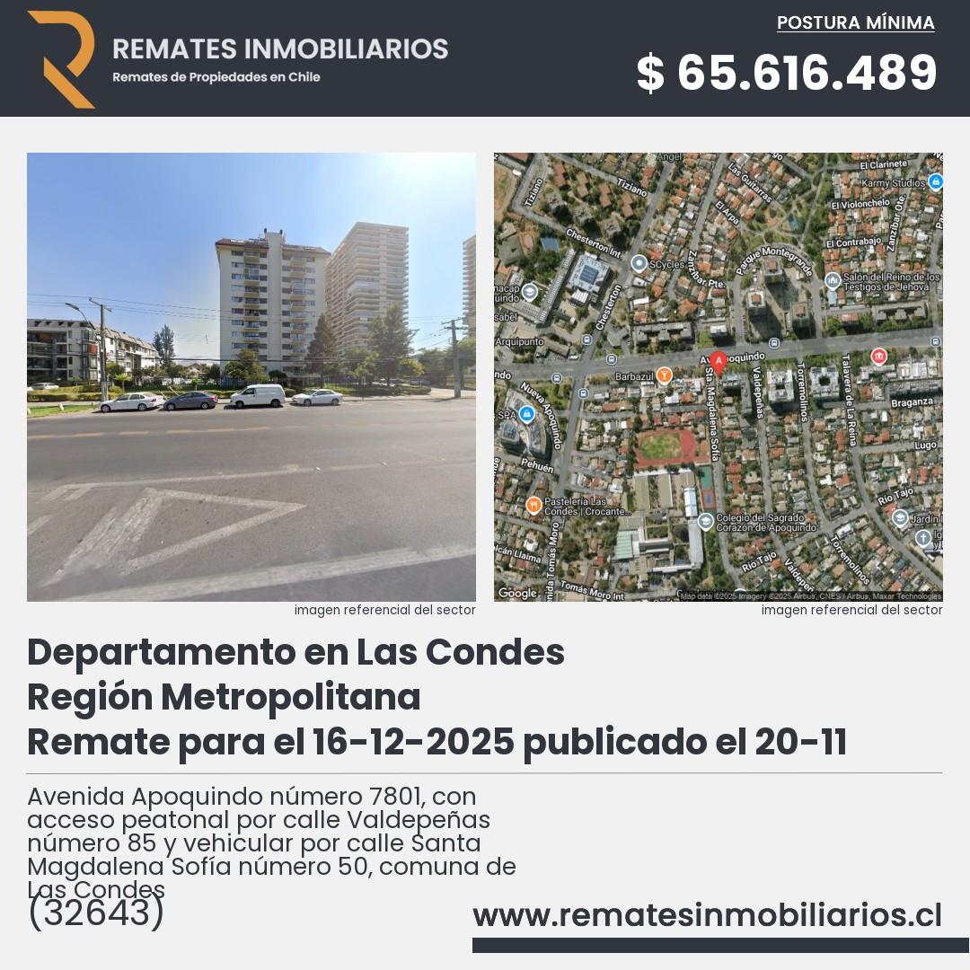 Imagen ficha Avenida Apoquindo número 7801, con acceso peatonal por calle Valdepeñas número 85 y vehicular por calle Santa Magdalena Sofía número 50, comuna de Las Condes