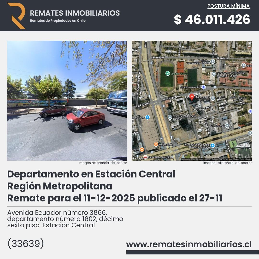 Imagen ficha Avenida Ecuador número 3866, departamento número 1602, décimo sexto piso, Estación Central